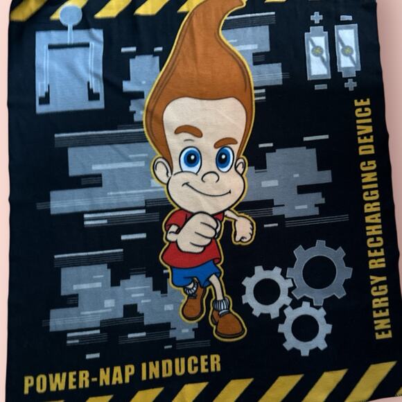 Vtg Y2K Jimmy Neutron Nickelodeon Plush Blanket RARE Mid 2000s Fleece Bedding - Picture 1 of 3